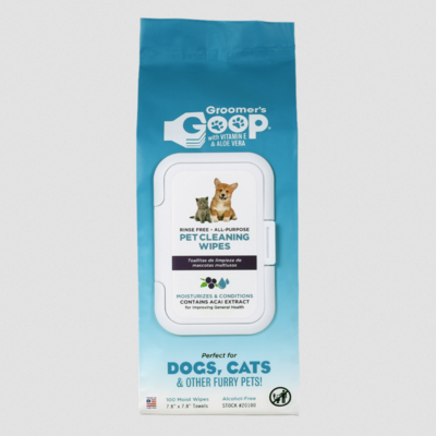 Суперочищающие обезжиривающие салфетки для животных Groomer's Goop с ароматом дикой сливы и экстрактом Асаи 100 шт/уп
